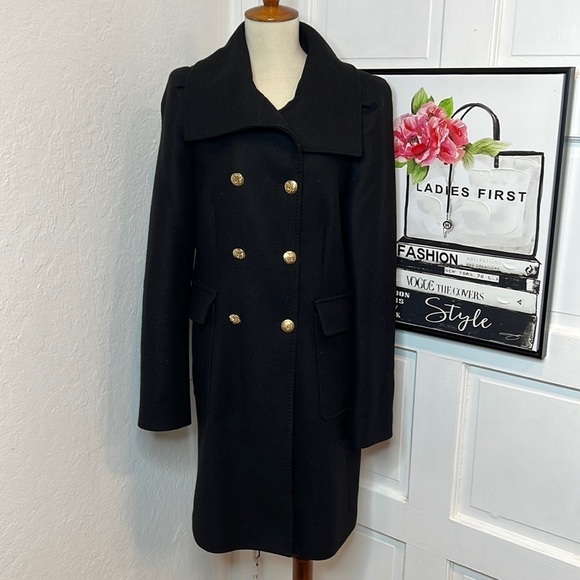 Zara Black Wool Blend Button Front Coat Size XL - Picture 1 of 8